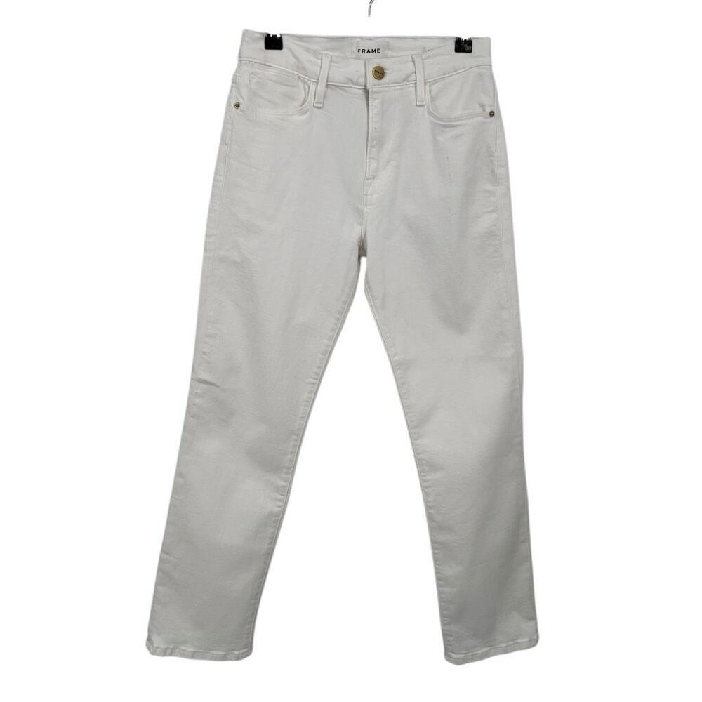 Frame Le High Straight Leg High-Rise Straight Fit Jeans White Size 27 Nwt